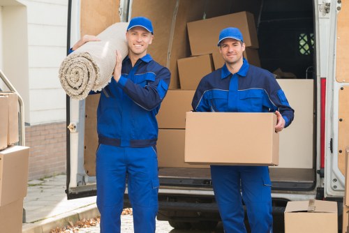 Professional office relocation team at work